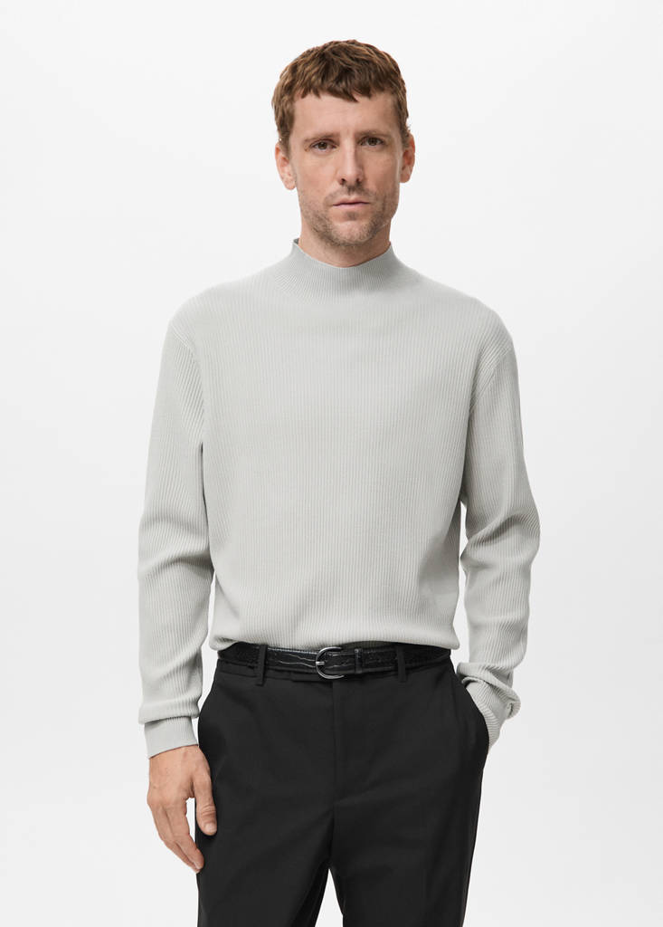 Ribbed turtleneck sweater — Ice Grey