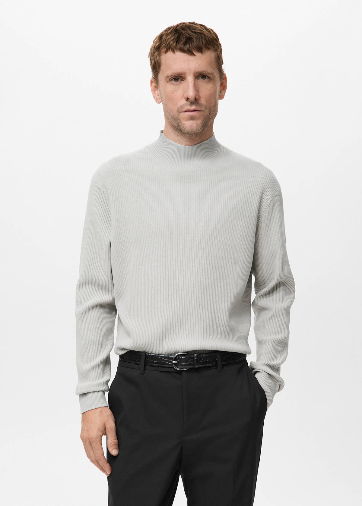 Ribbed turtleneck sweater — Ice Grey
