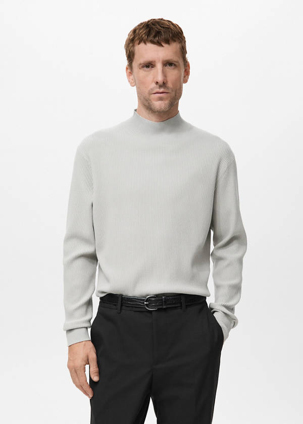 Ribbed turtleneck sweater — Ice Grey