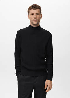 Ribbed turtleneck sweater — Black 1