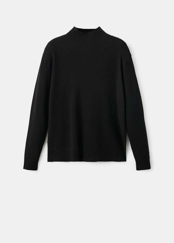 Ribbed turtleneck sweater — Black