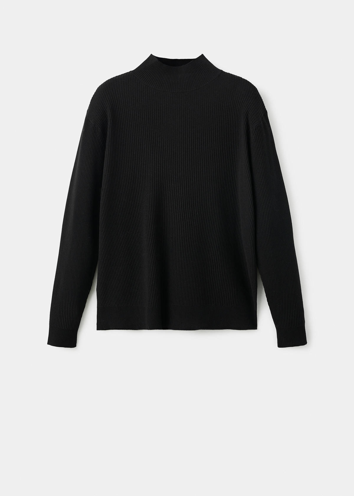Ribbed turtleneck sweater — Black