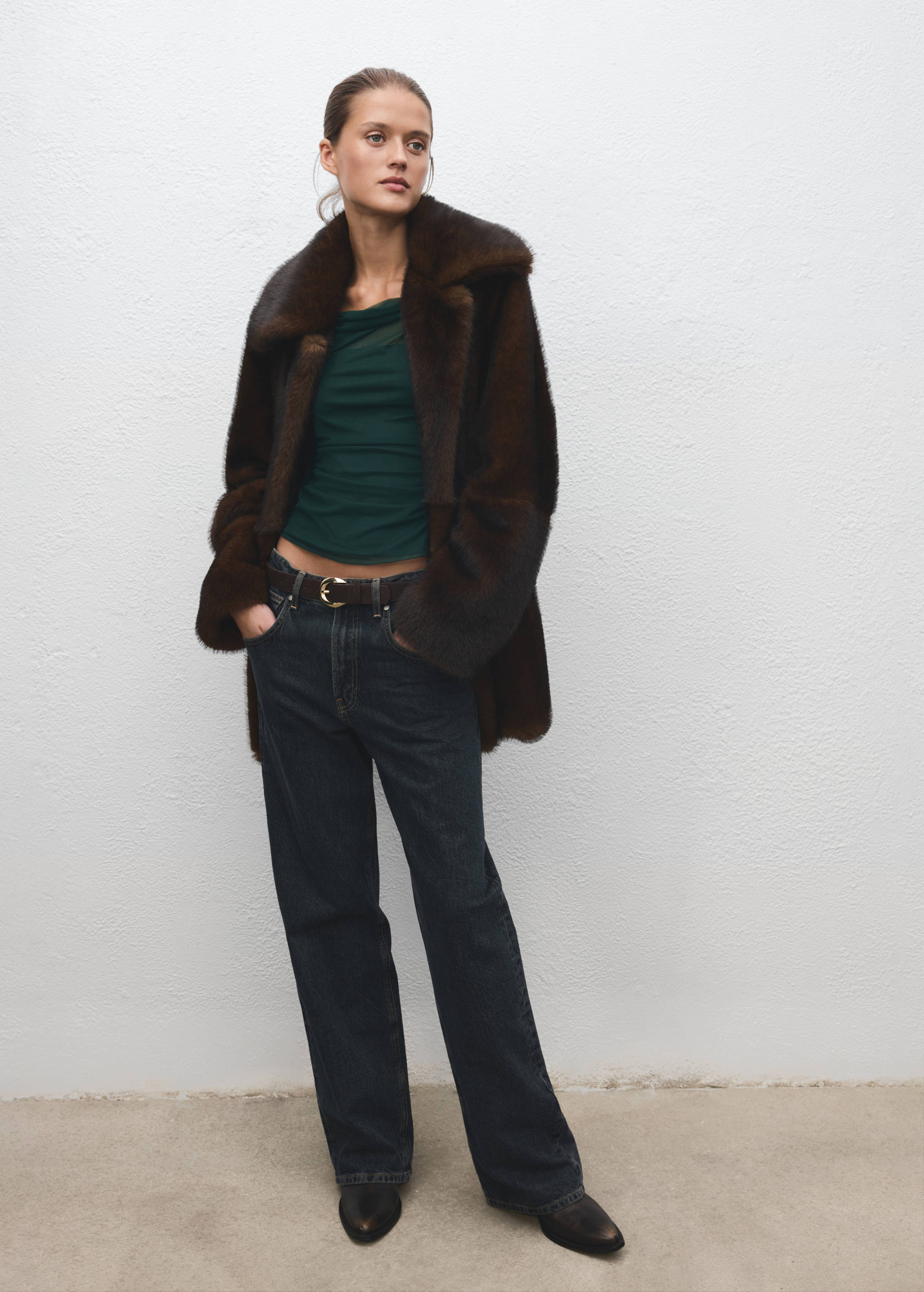 Semi-transparent top with asymmetrical neckline - General plane