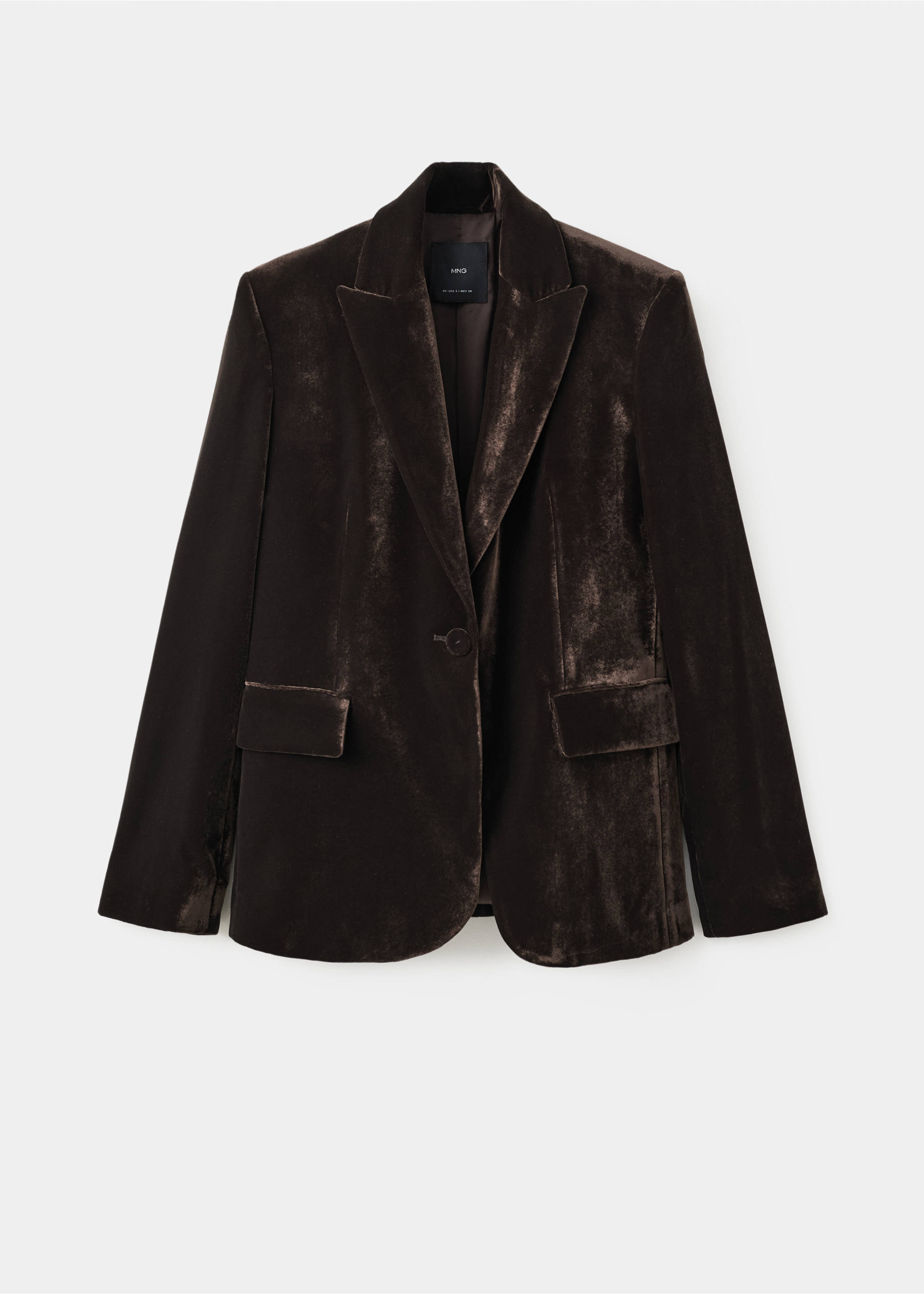 Structured velvet blazer - Article without model, Chocolate. Ref: 17069406-00.