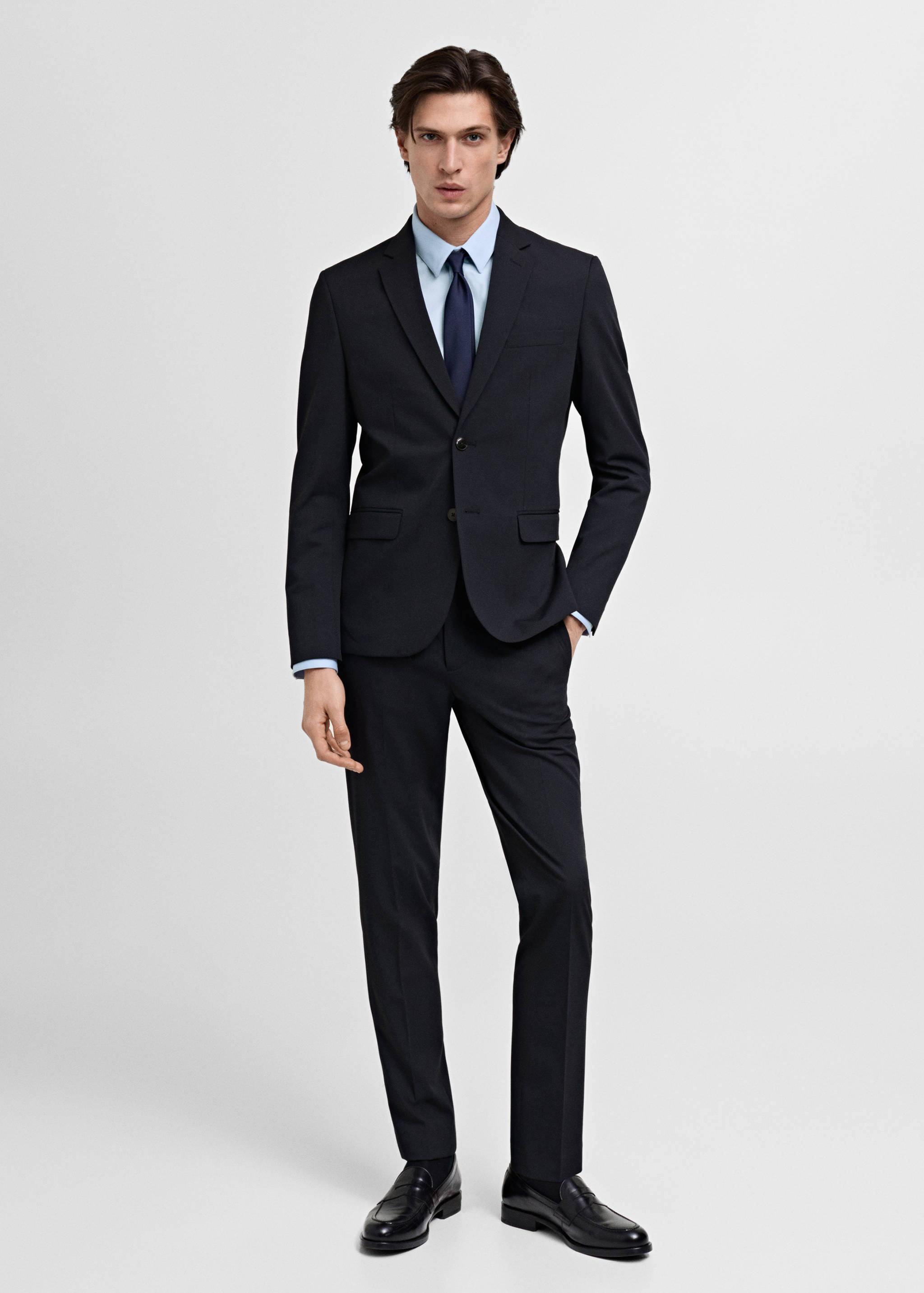 Stretch fabric super slim-fit suit trousers - General plane