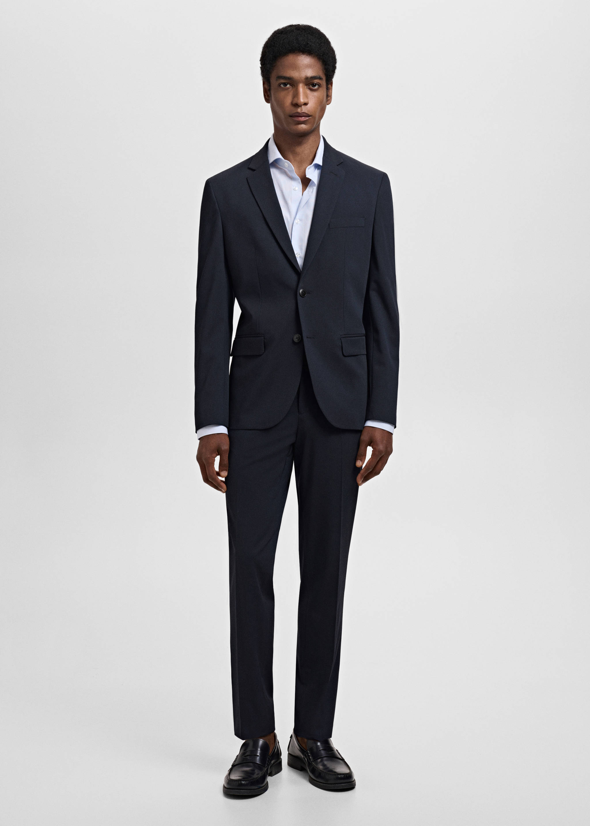 Stretch fabric super slim-fit suit trousers - General plane