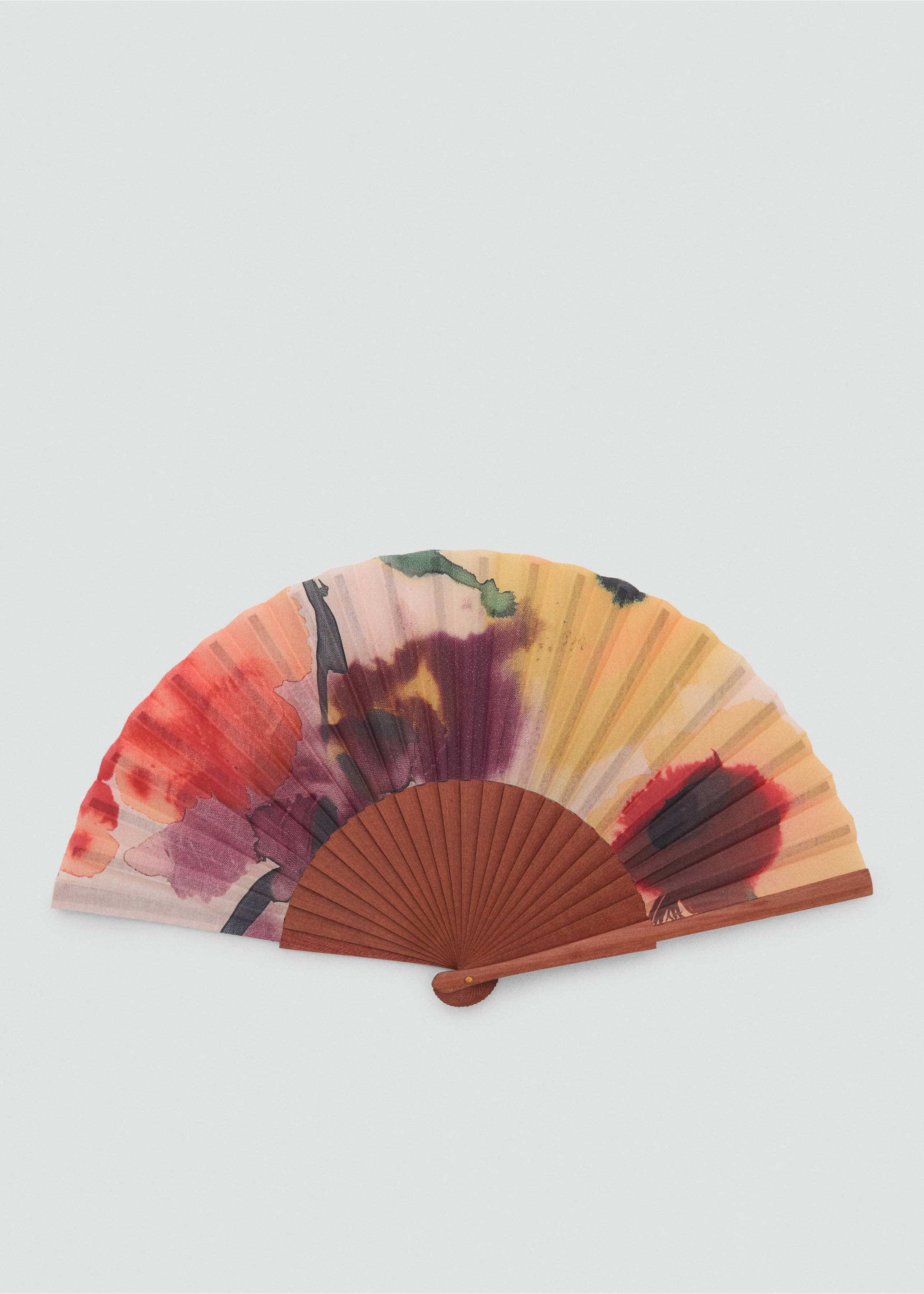 Floral-print fan - Medium plane, Yellow. Ref: 17071121-00.