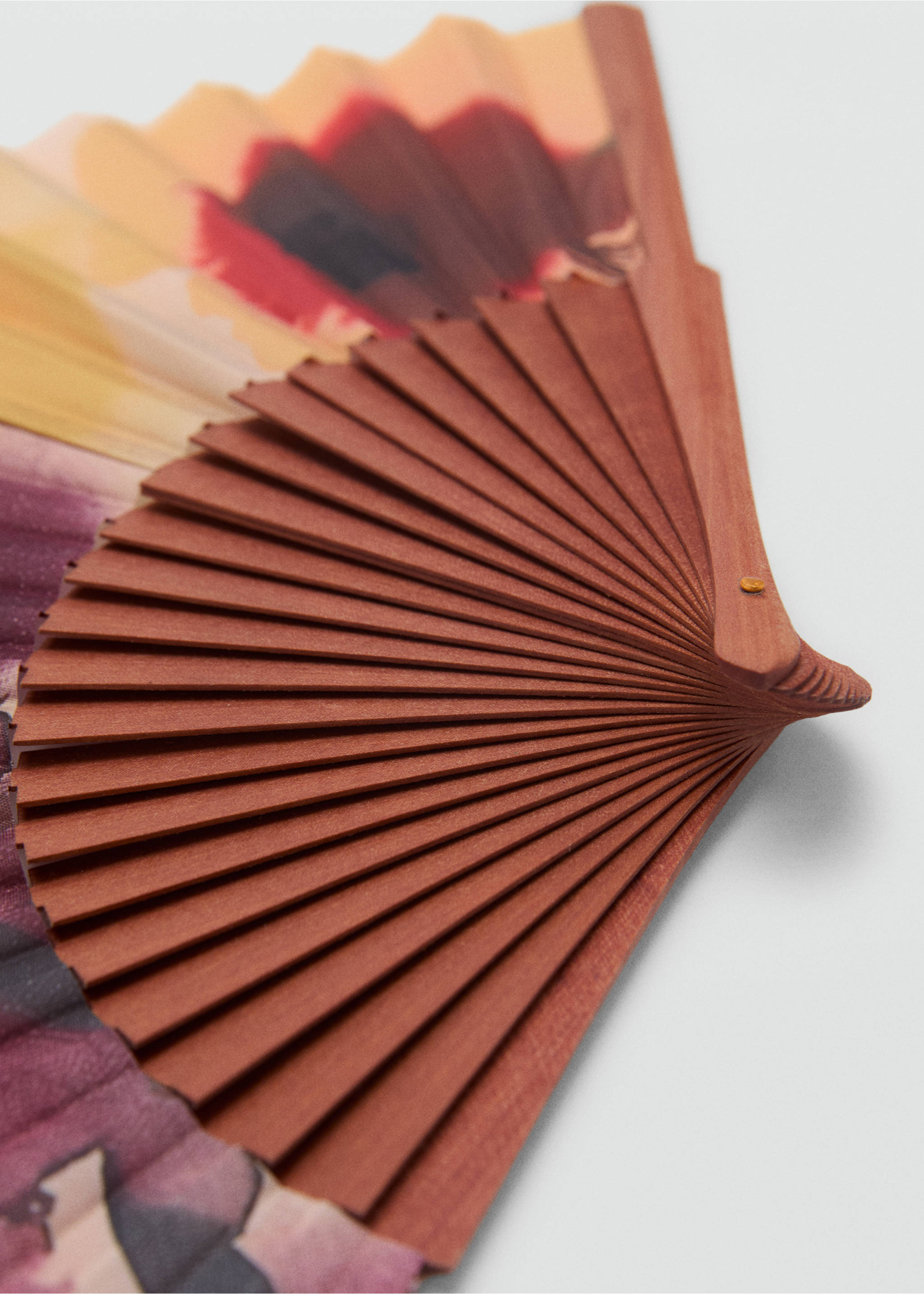 Floral-print fan - Details of the article 1, Yellow. Ref: 17071121-00.