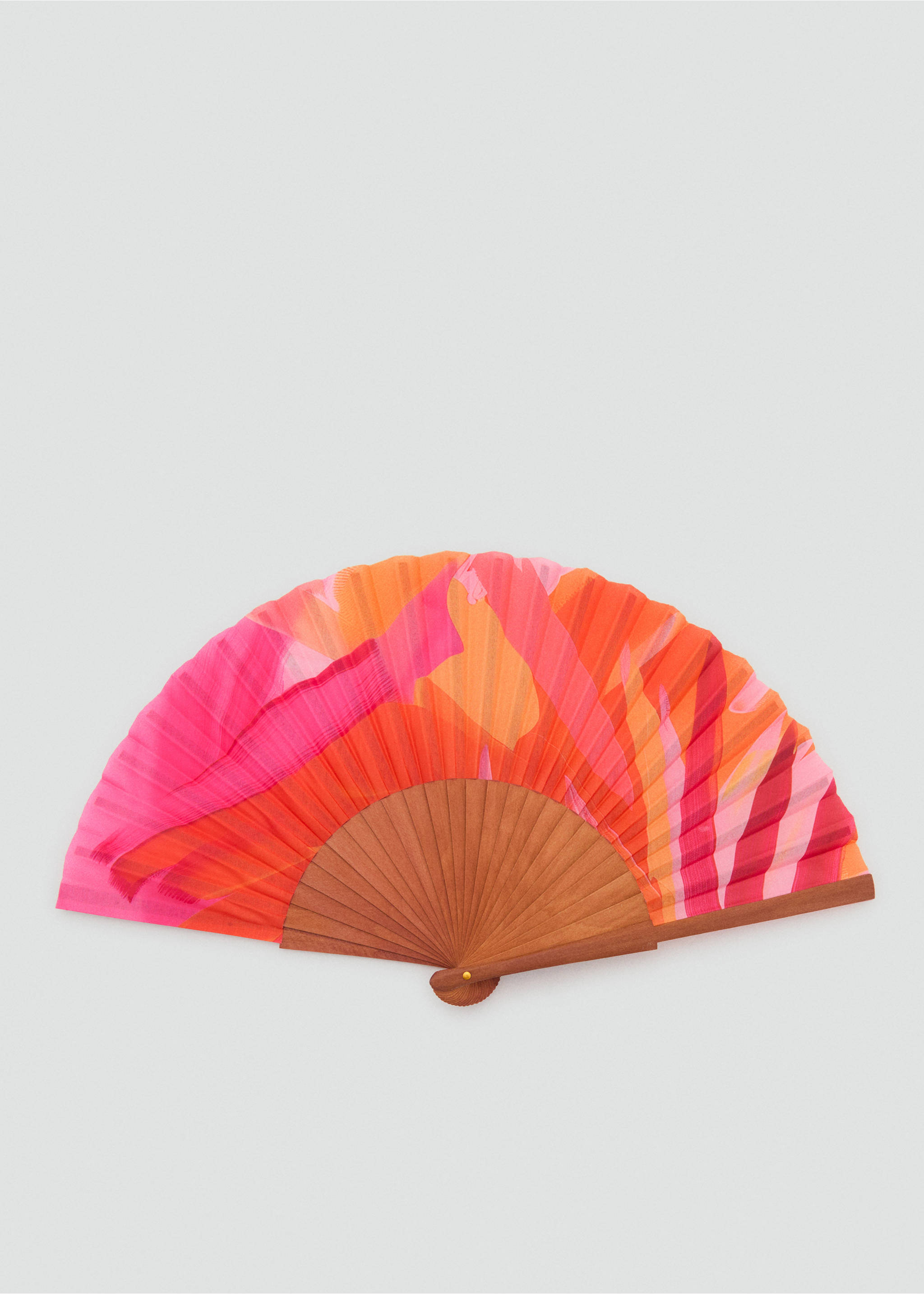 Floral-print fan - Medium plane, Orange. Ref: 17071121-00.