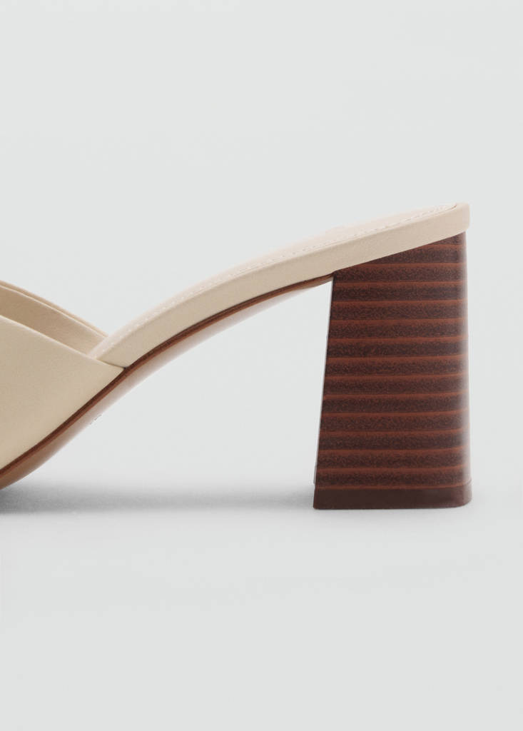 Leather block-heel sandals — Ecru