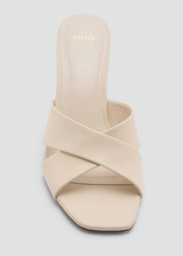 Leather block-heel sandals — Ecru