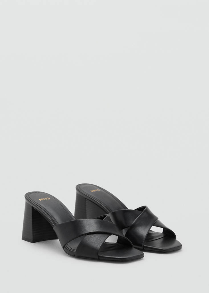 Leather block-heel sandals — Black