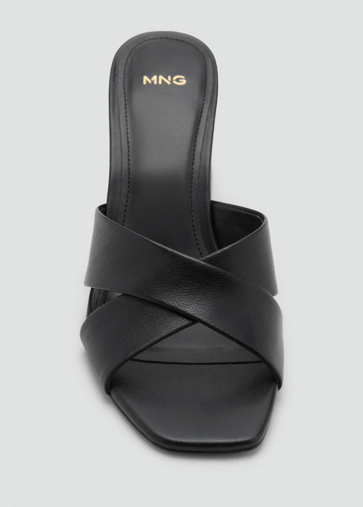Leather block-heel sandals — Black