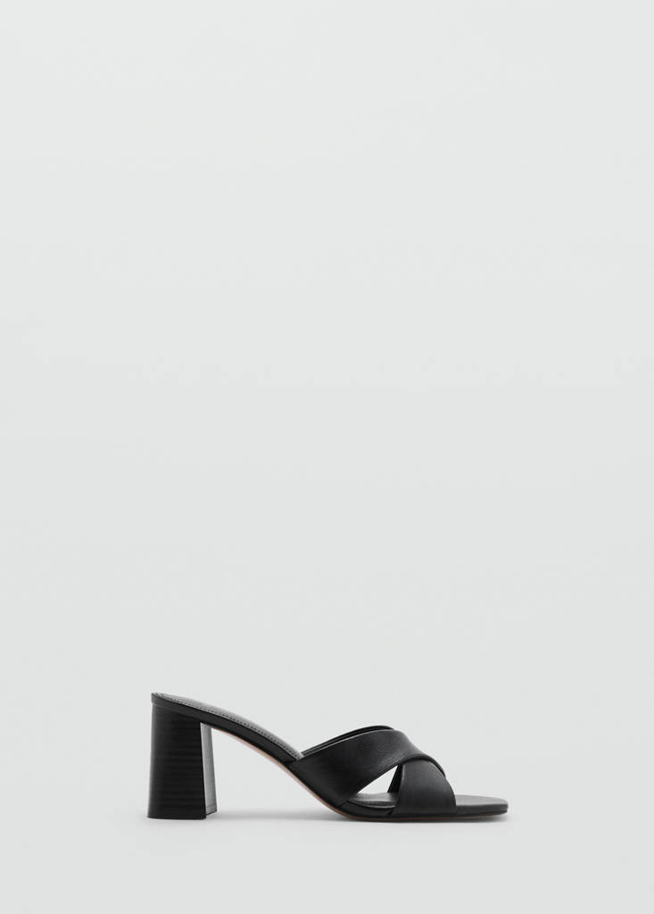 Leather block-heel sandals — Black