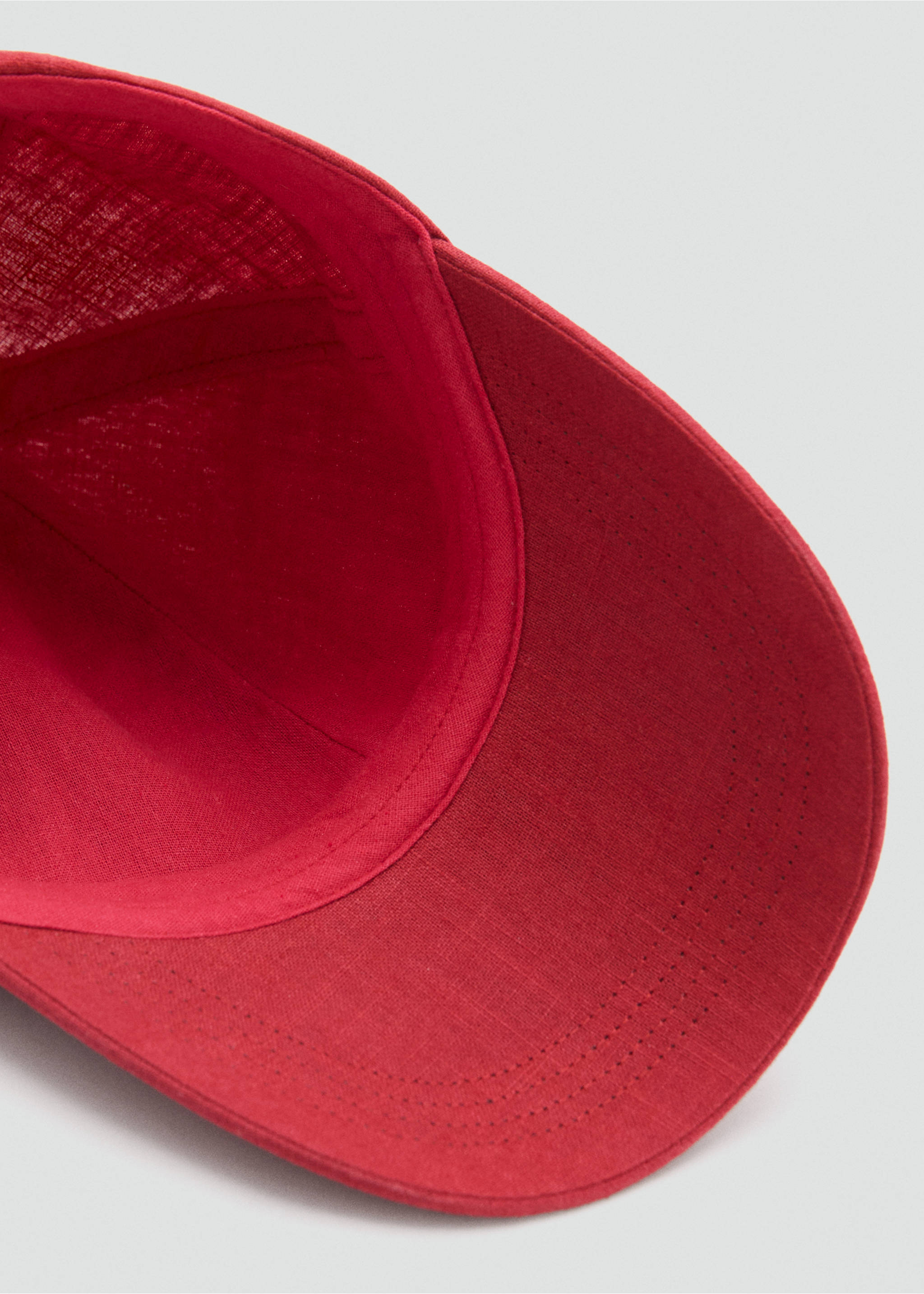 Casquette en lin mélangé avec message brodé - Détail de l'article 2, Rouge. Ref: 17071130-00.