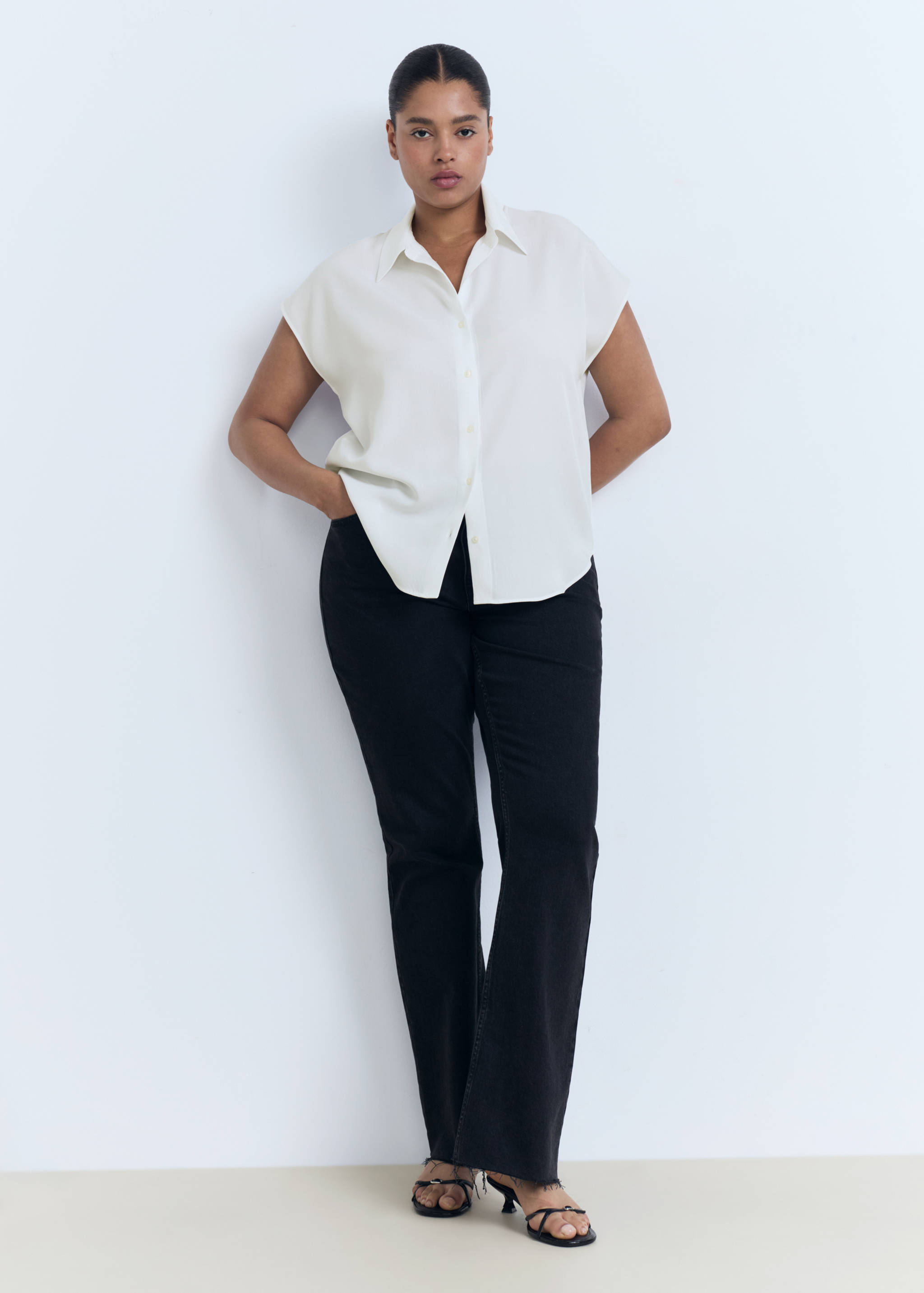 无袖莱赛尔纤维衬衫 - null