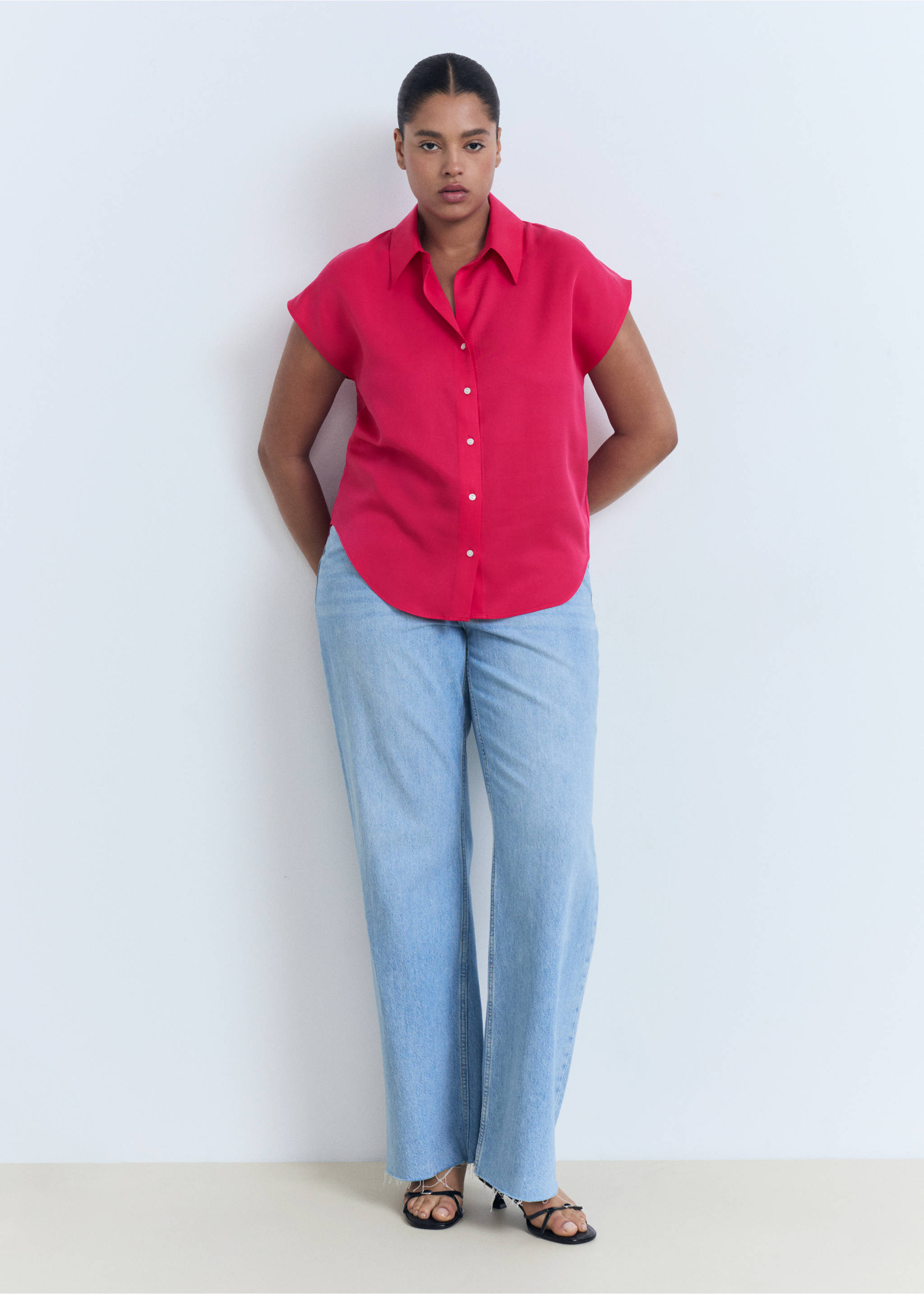 Chemise Lyocell sans manches - Détail de l'article 3, Fraise. Ref: 17071137-00.