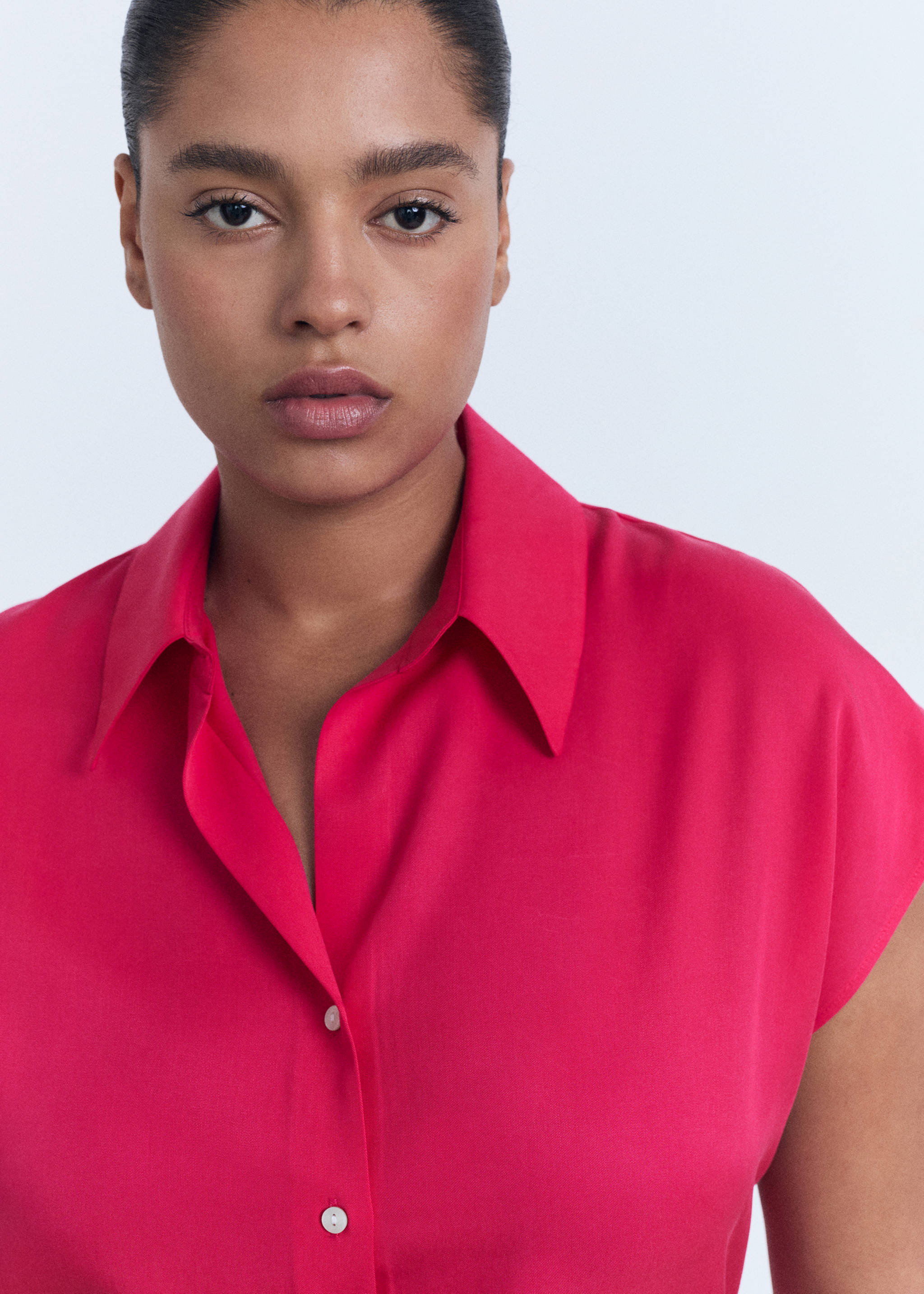 无袖莱赛尔纤维衬衫 - null