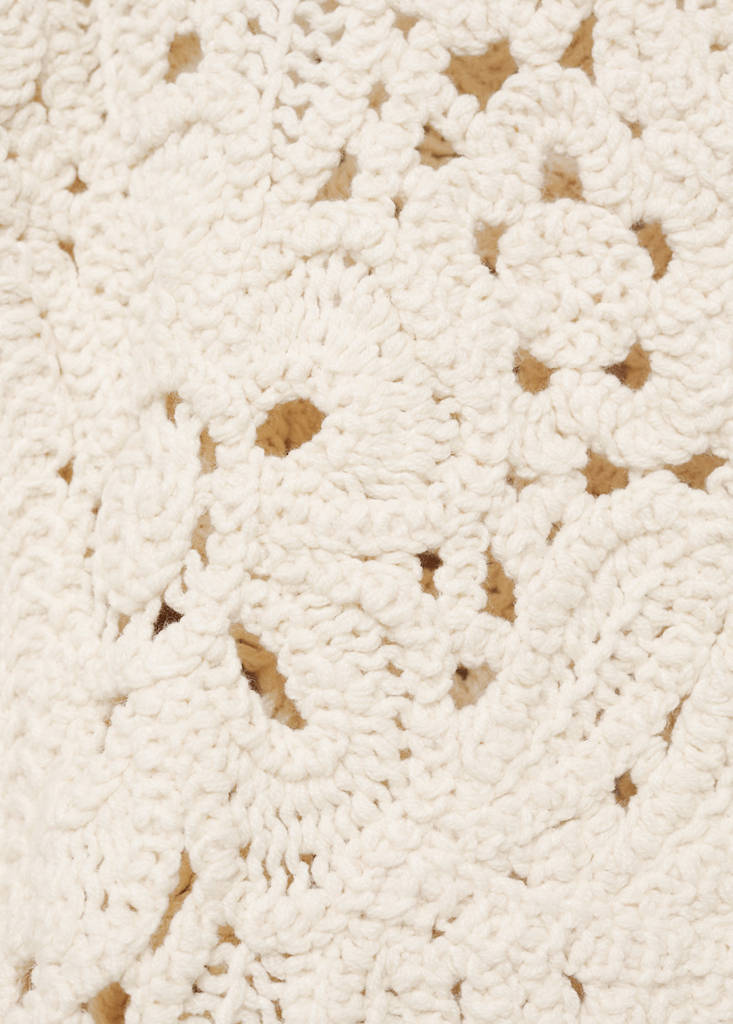Openwork knitted jacket with scalloped hem — Ecru