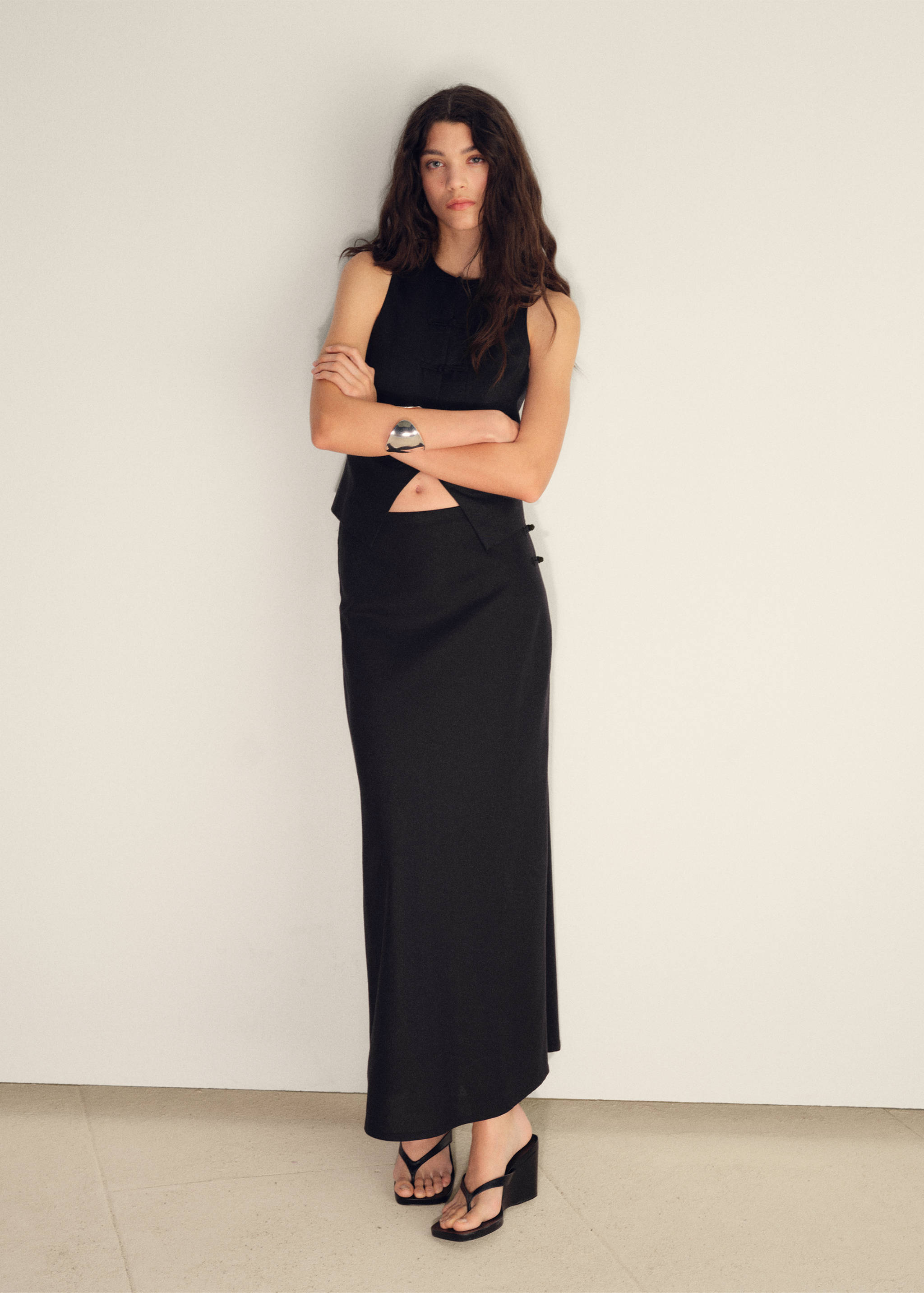 Linen-blend straight skirt - General plane