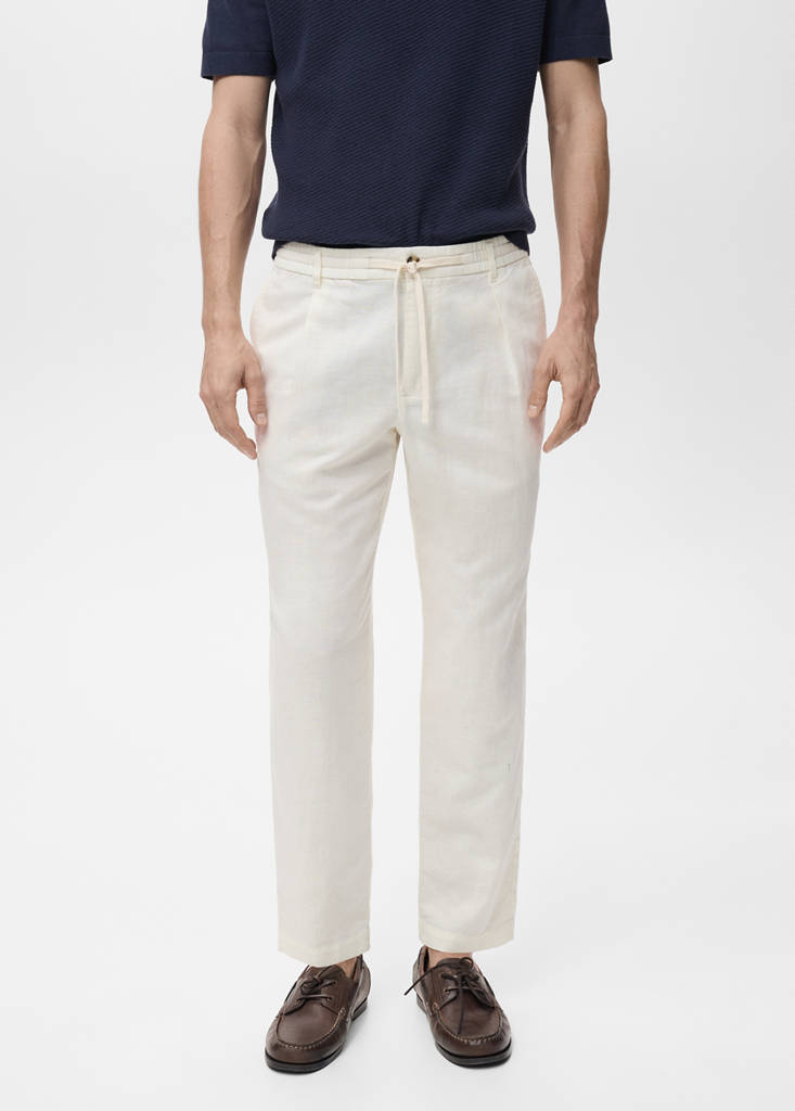 Slim-fit trousers with drawstring — White