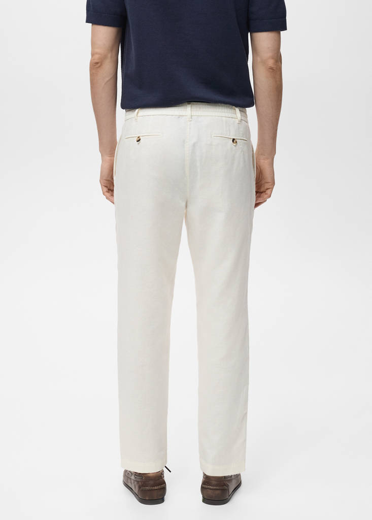 Slim-fit trousers with drawstring — White