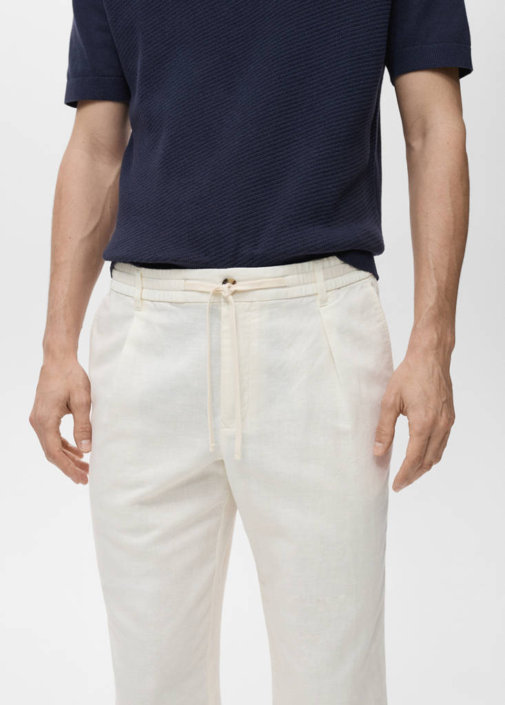 Slim-fit trousers with drawstring — White