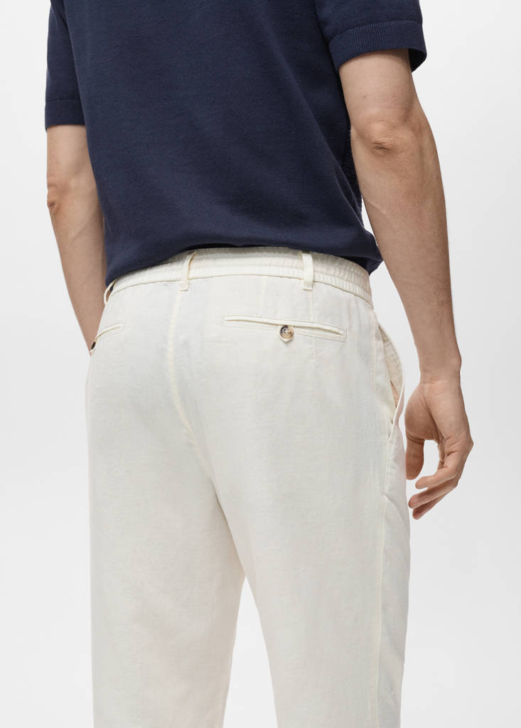 Slim-fit trousers with drawstring — White