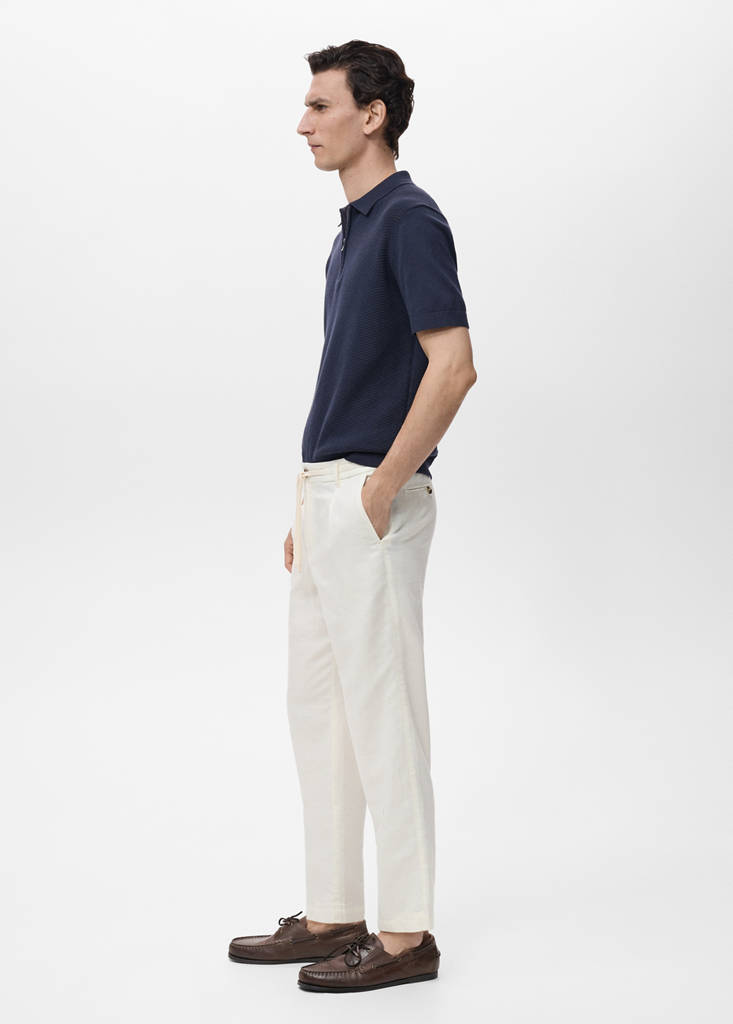 Slim-fit trousers with drawstring — White