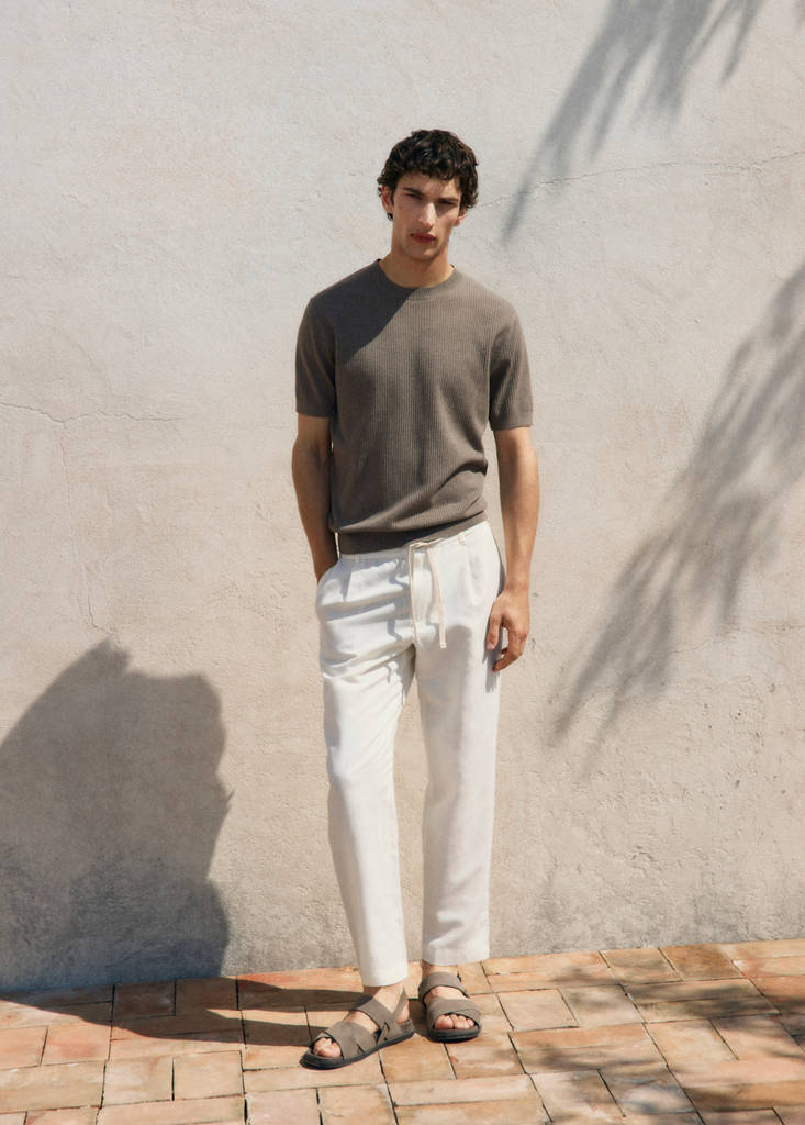 Slim-fit trousers with drawstring — White