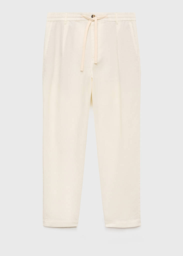 Slim-fit trousers with drawstring — White