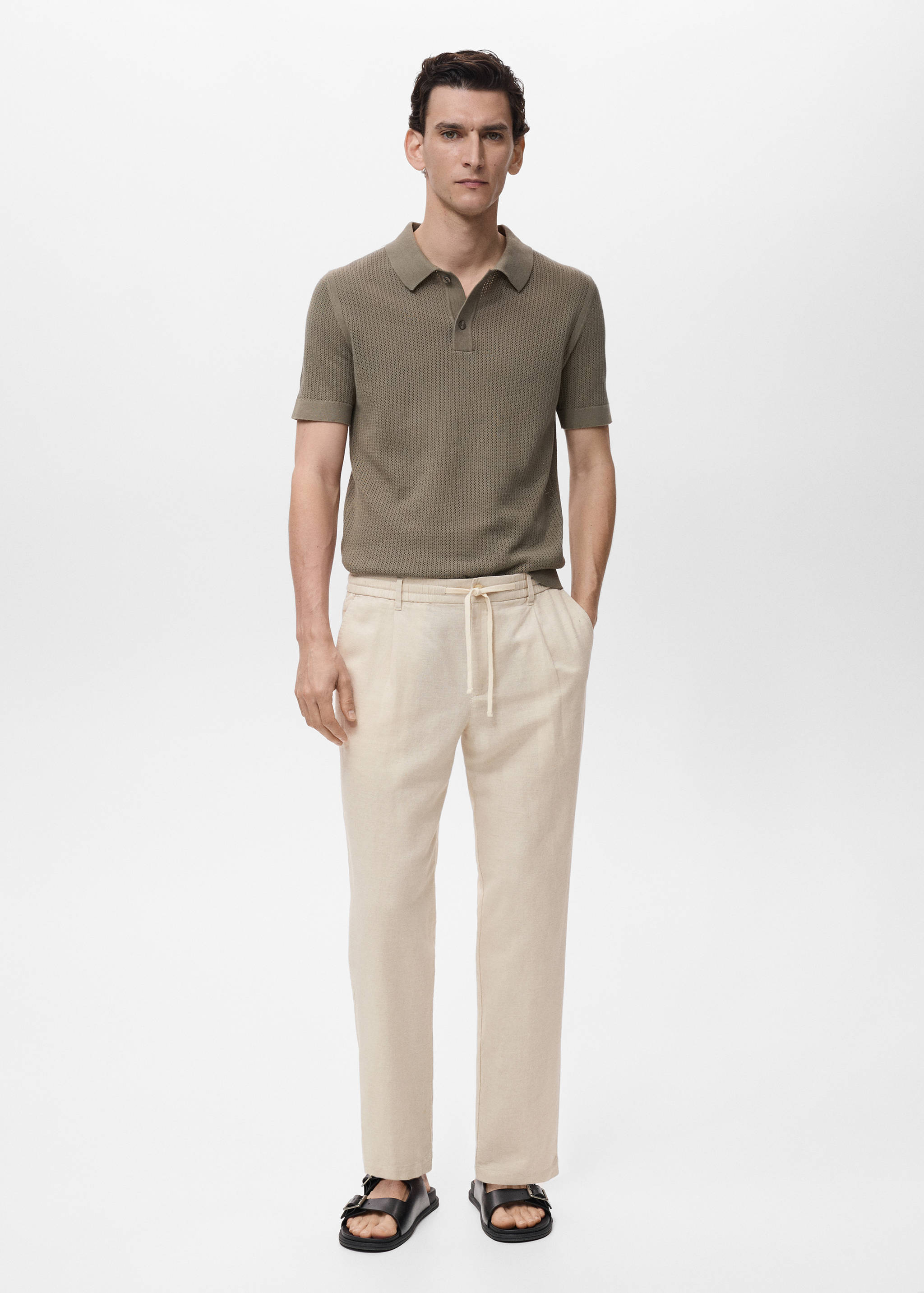 Slim-fit trousers with drawstring - General plane