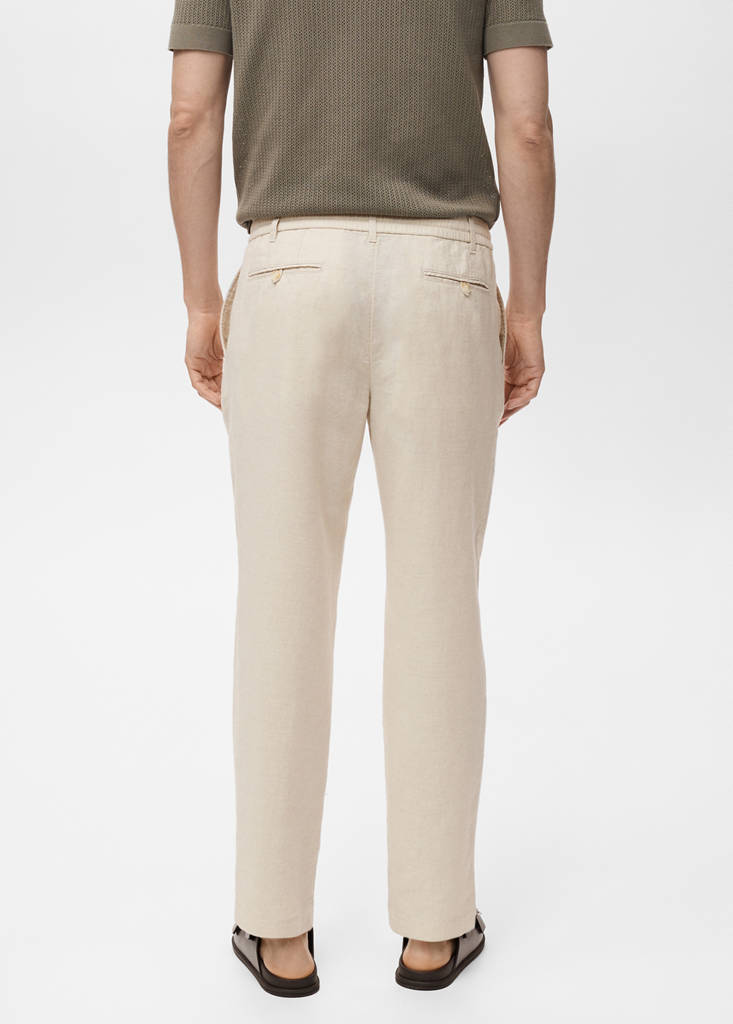 Slim-fit trousers with drawstring — Ecru