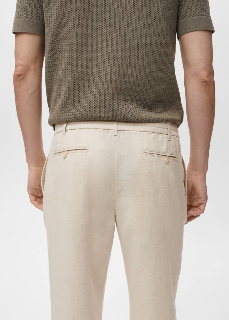 Slim-fit trousers with drawstring — Ecru
