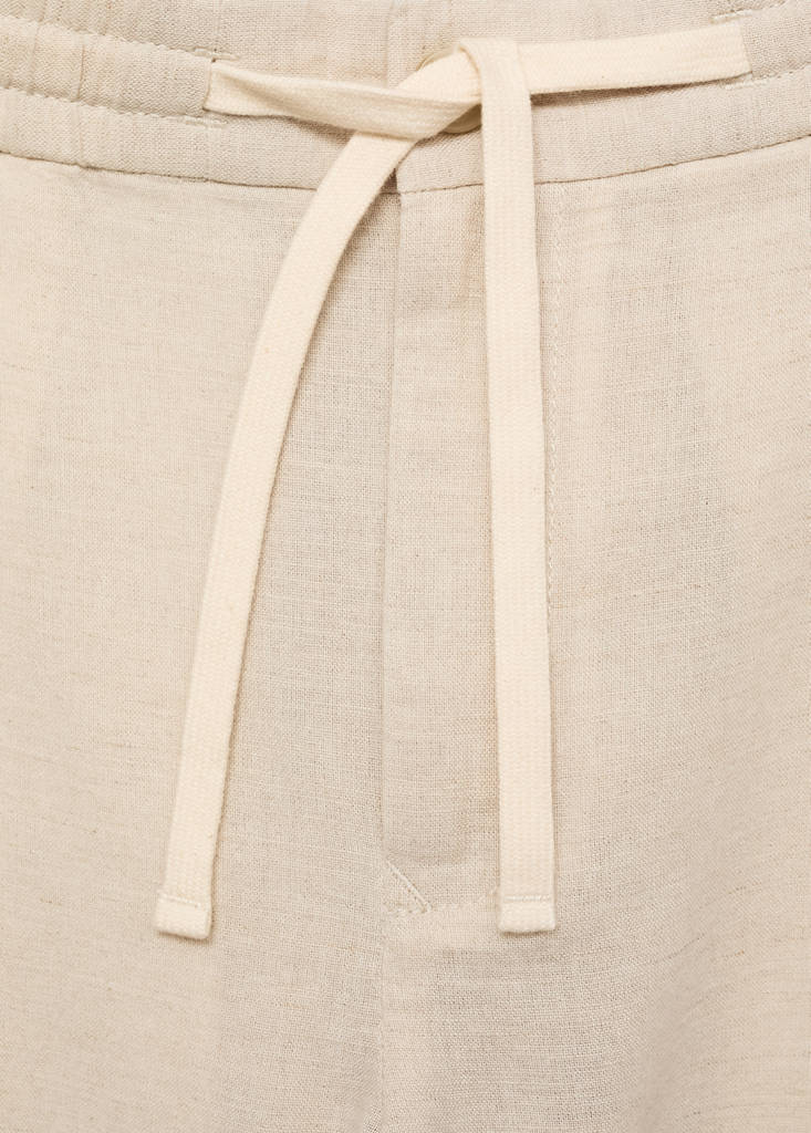 Slim-fit trousers with drawstring — Ecru