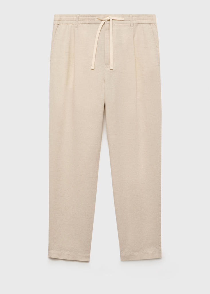 Slim-fit trousers with drawstring — Ecru