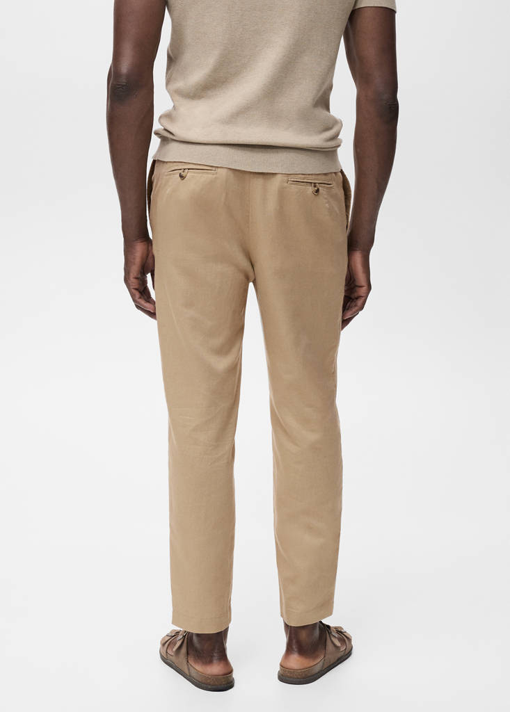 Slim-fit trousers with drawstring — Beige