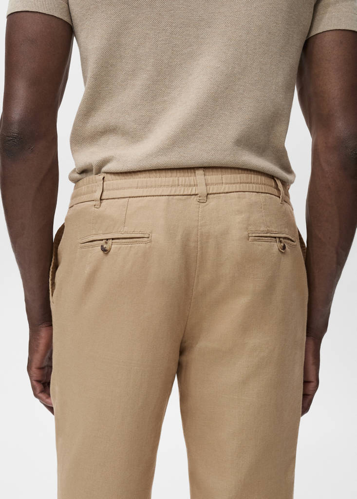 Slim-fit trousers with drawstring — Beige