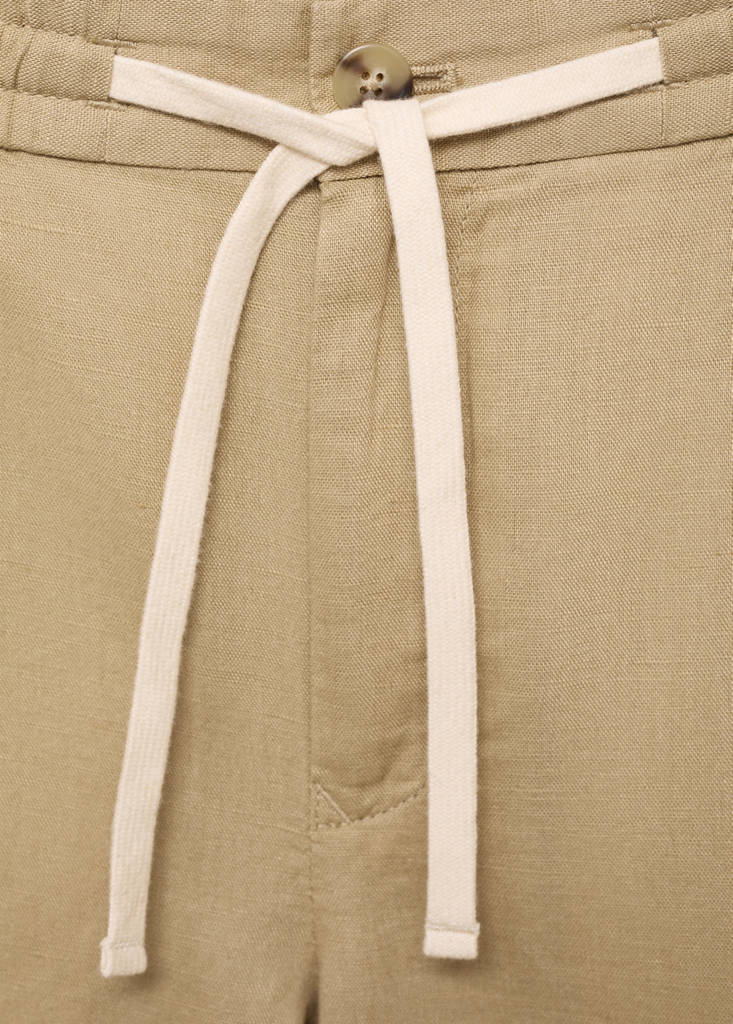 Slim-fit trousers with drawstring — Beige