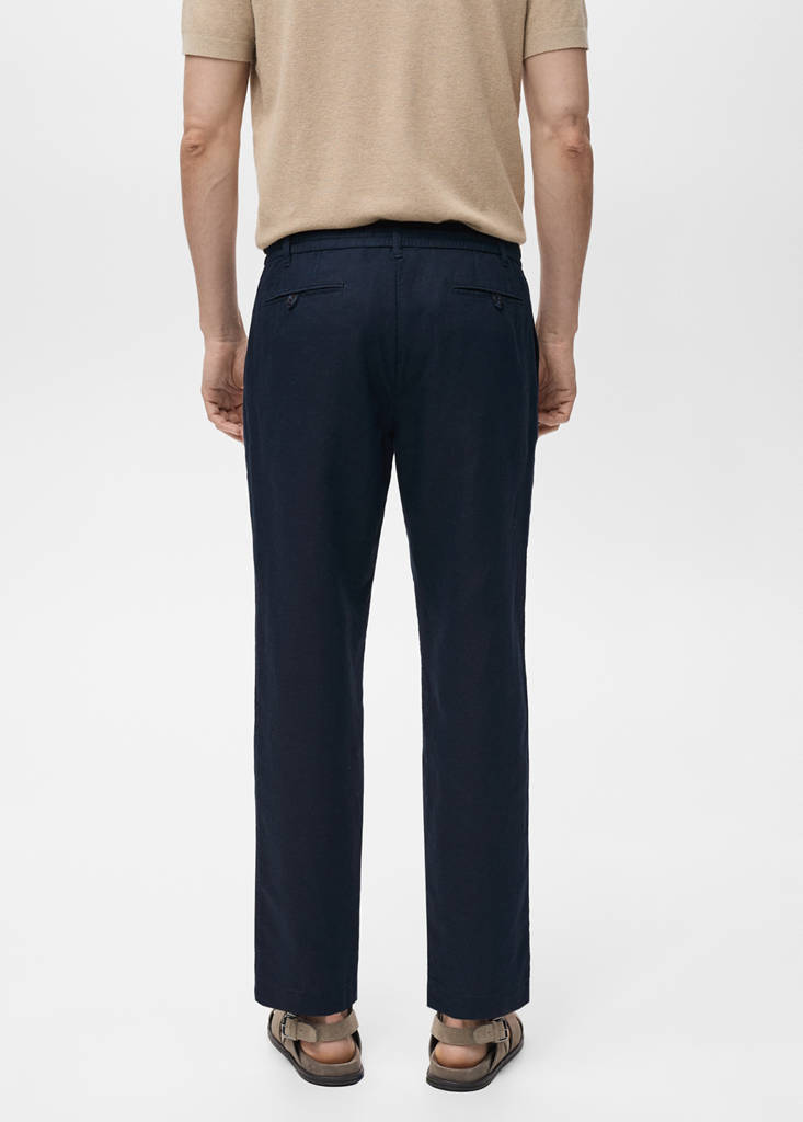 Slim-fit trousers with drawstring — Dark Navy