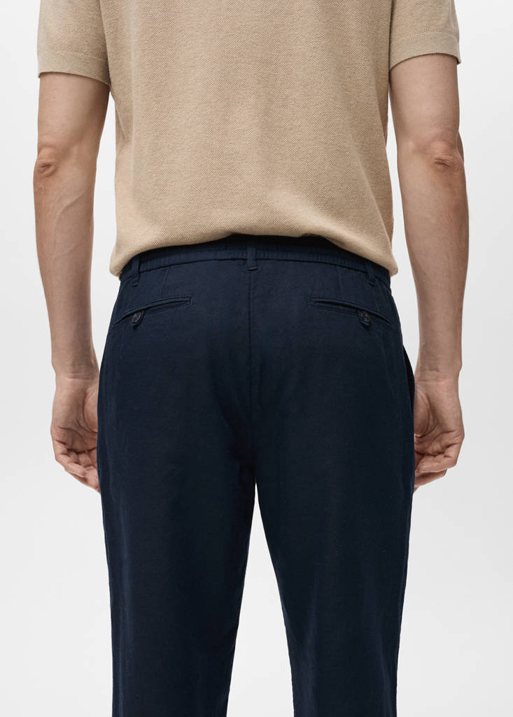 Slim-fit trousers with drawstring — Dark Navy