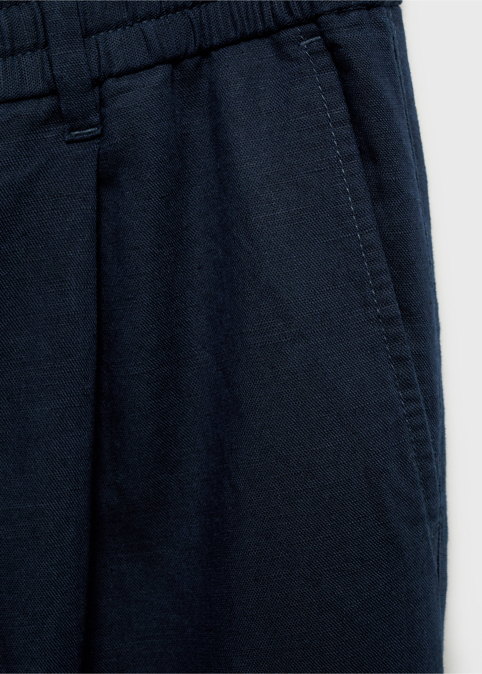 Pantalón slim fit lino cordón - Detalle del artículo 0, Azul marino oscuro. Ref: 17071142-00.