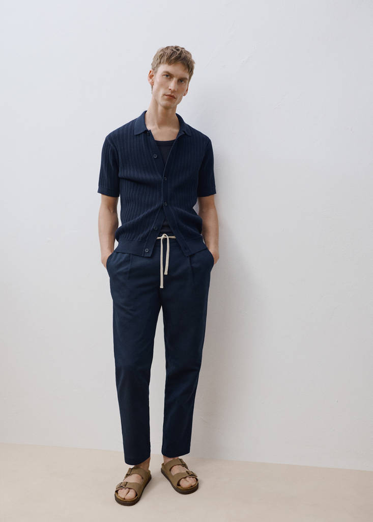 Slim-fit trousers with drawstring — Dark Navy