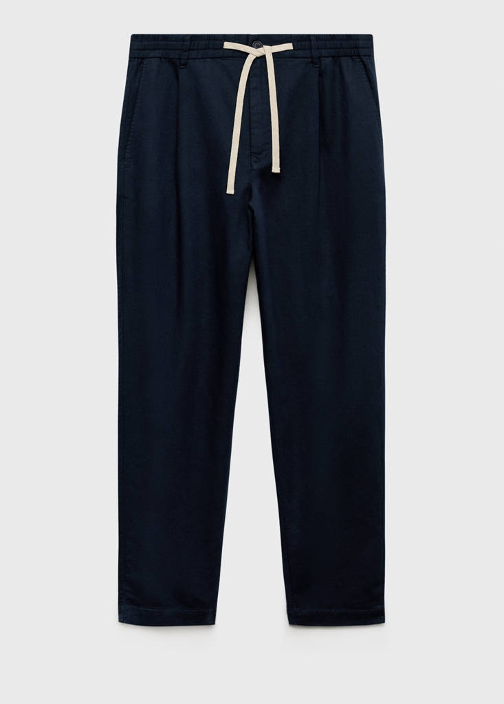 Slim-fit trousers with drawstring — Dark Navy