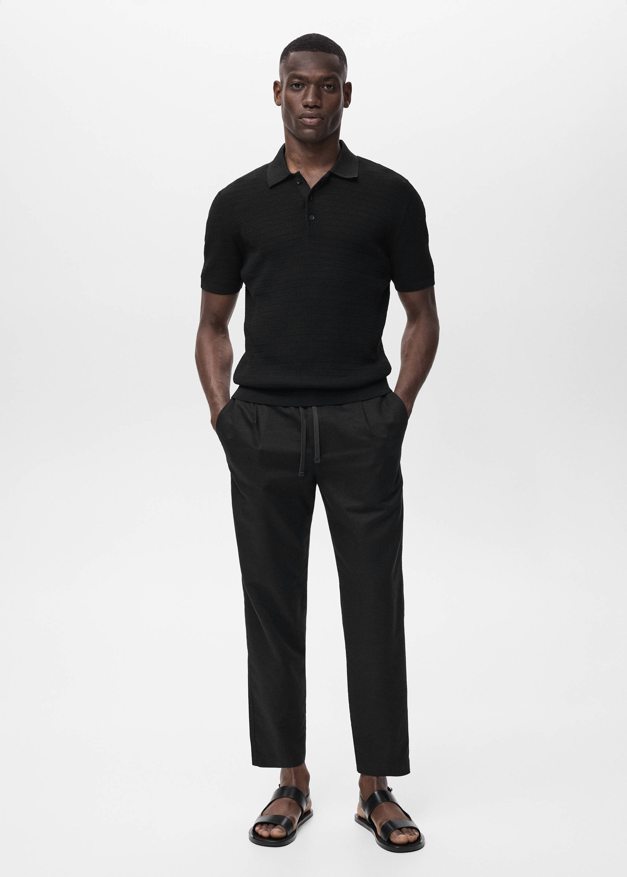 Slim-fit trousers with drawstring - General plane
