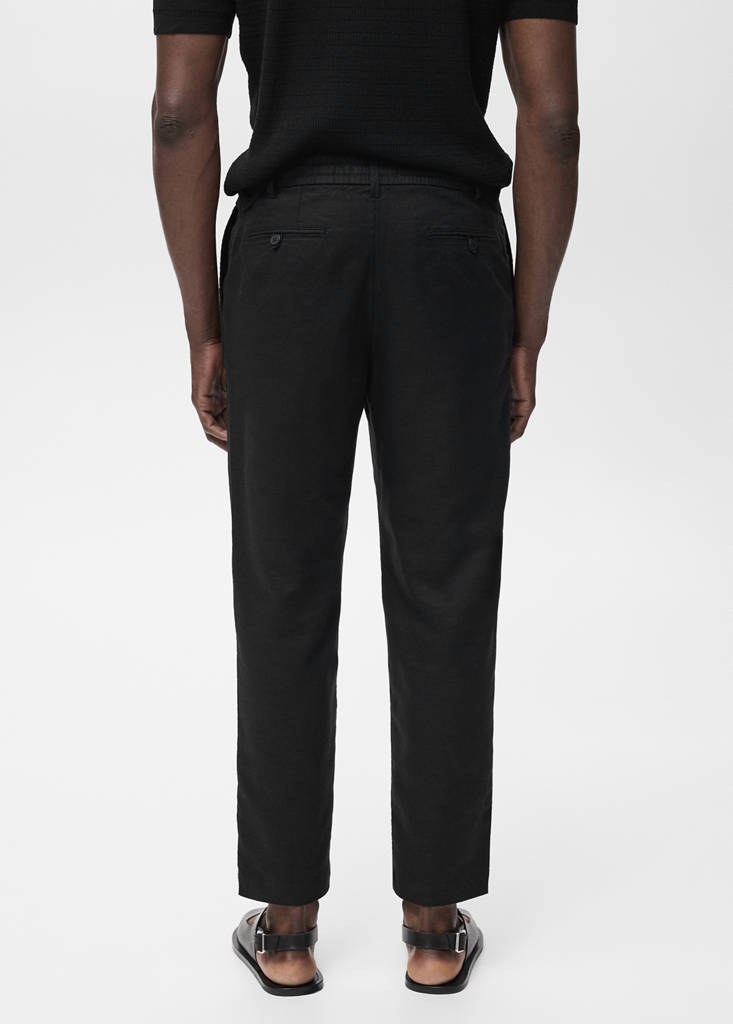 Slim-fit trousers with drawstring — Black