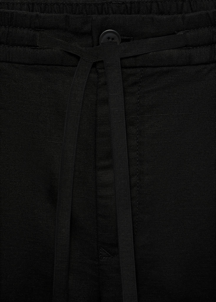 Slim-fit trousers with drawstring — Black