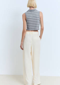 Striped cropped polo shirt — Blue 3