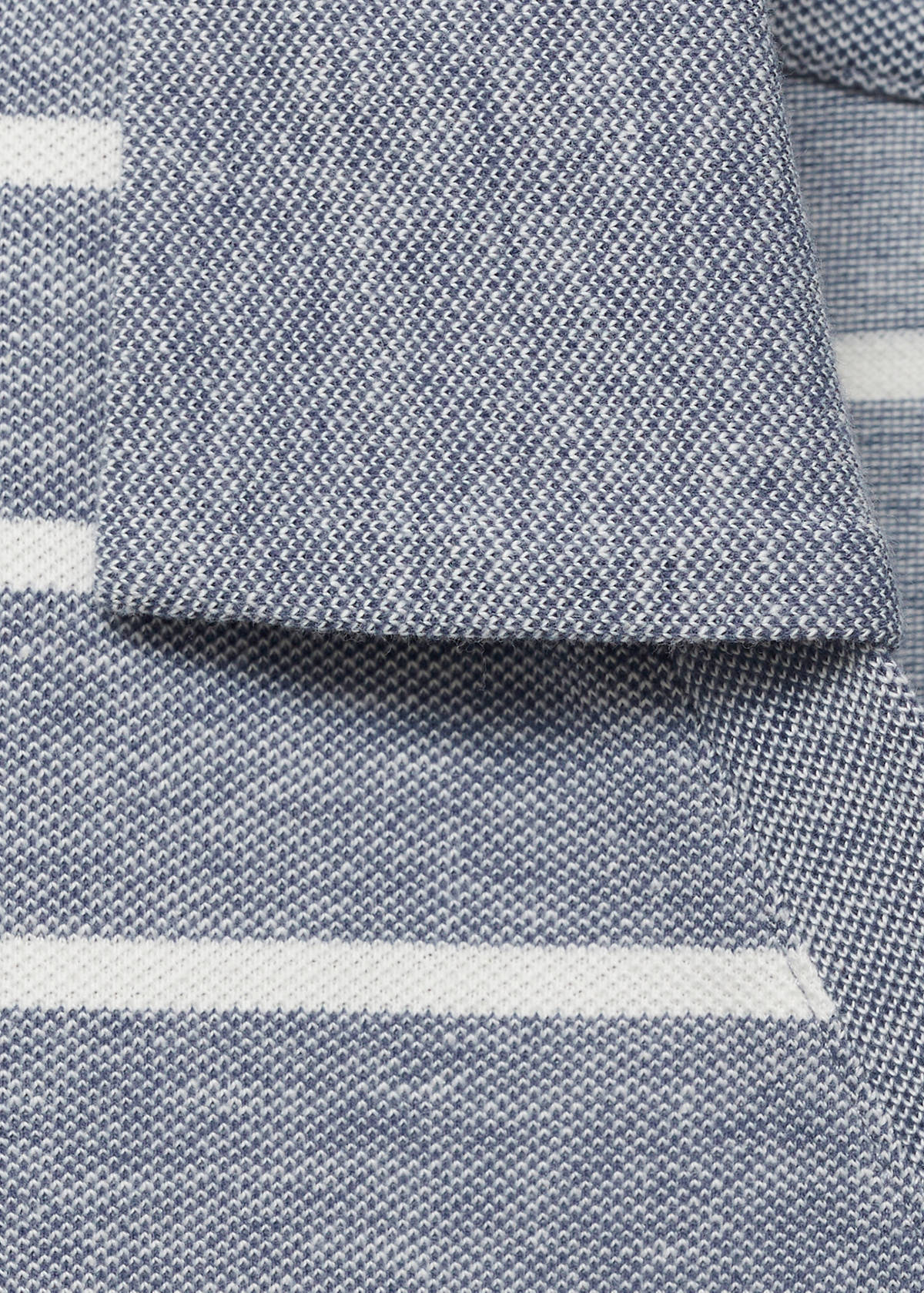 Striped cropped polo shirt — Blue