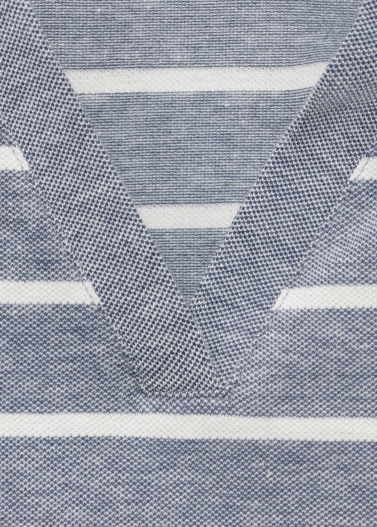 Striped cropped polo shirt — Blue